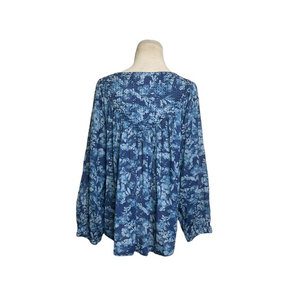 We the Free blue floral long sleeves boho tunic blouse size Small - Picture 9 of 12